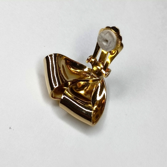 Vintage Christian Dior Gold Bow Clip On Earrings - Picture 5 of 5